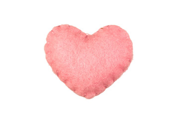 Isolated velvet plush heart on white background