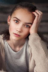portrait of a beautiful young girl close-up