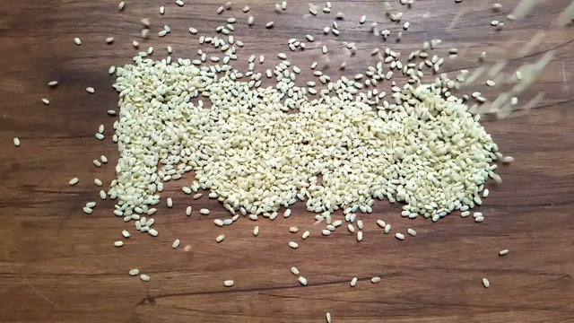 Rice falling creates the writing food