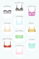 FASHION ILLUSTRATION -set of different bras