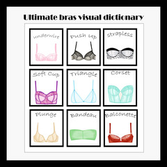 Fashion illustration - set of different bras