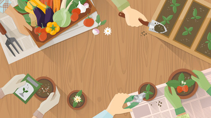 Gardeners working together