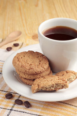 Coffee with oatmeal cookies