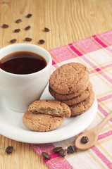 Fototapeta na wymiar Delicious cookies and coffee