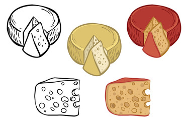 vector icon set of cheese