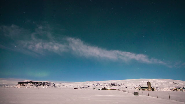 Northern lights aurora borealis in the night sky
