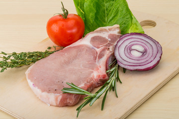 Raw pork steak