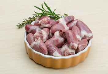 Raw chicken hearts