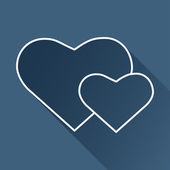 Vector two hearts icon isolated outline. Eps10