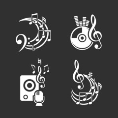 Music design elements and note icons set