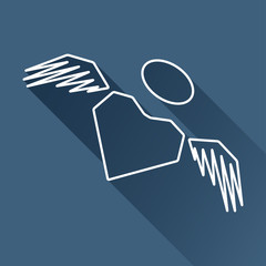 Vector flat winged heart icon isolated outline. Eps10