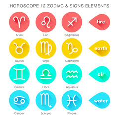 zodiac signs vector elements flat style - 81692079