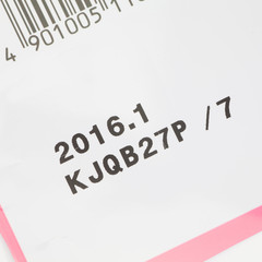 Fototapeta premium Close - up Expiry date printed on product box..