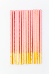 Japanese snack food biscuit stick strawberry coated