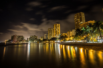 Fototapeta na wymiar Waikiki Night in Hawaii