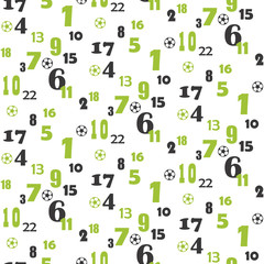 Seamless pattern of Soccor balls and Numbers