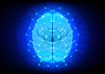 Fototapeta premium abstrack brain digital technology on blue backgrond