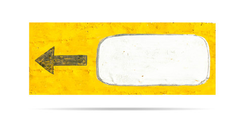 Sign of arrow left and blank white area isolated on white backgr