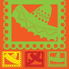 Mexican 'papel picado' (Paper flag decoration) set in vector for