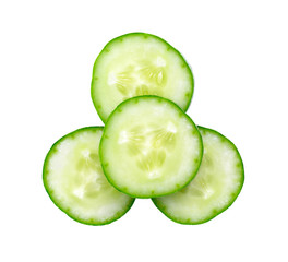Slice fresh cucumbers isolated on white background