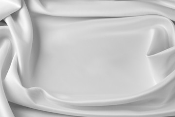 White silk fabric material texture background. Copy space
