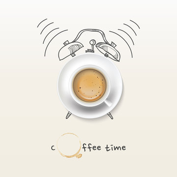 coffee cup time clock concept design background