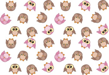 Obraz premium Seamless pattern with cute pink and brown owls