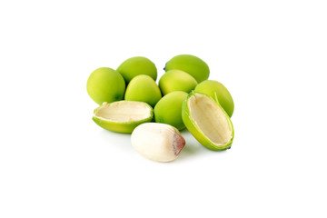 Lotus seeds on white background
