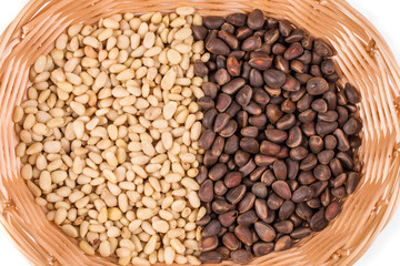 Basket with pine nuts.