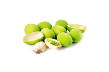 Lotus seeds on white background