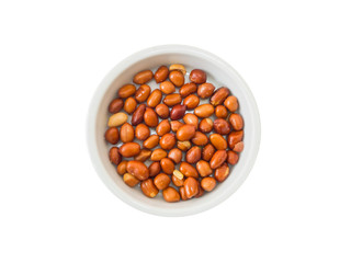 Salty peanut in white bowl