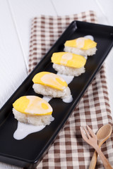 dessert sweet sticky rice with mango coconut milk