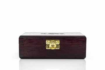 Dark brown wood box.