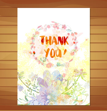 Thanksgiving card. Watercolor flower background