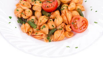 Spaghetti with tomato and basil.