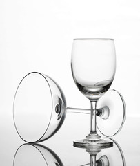 Empty wine glass and cocktail glass art composition creative