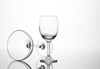 Empty wine glass and cocktail glass art composition creative