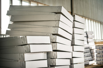 White cardboard boxes in storage