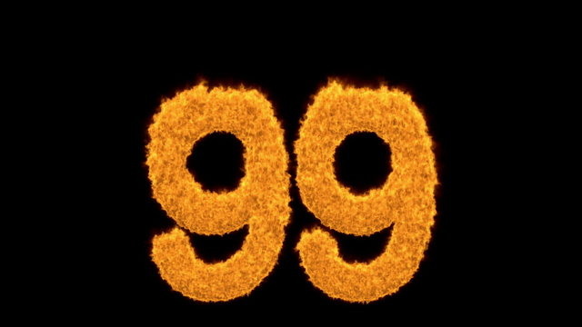 Bright orange flaming number 99
