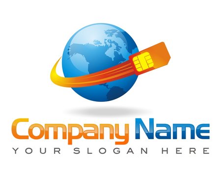 cellular phone SIM card world earth logo image vector