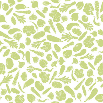 Seamless pattern with silhouette vegetables