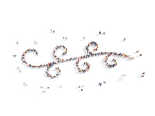 people in the form of calligraphic elements