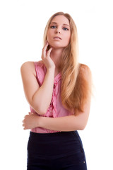 Fototapeta premium Young sensual girl isolated over white background