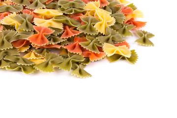 Heap of farfalle pasta.