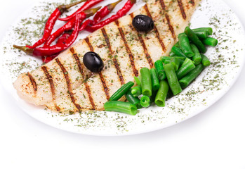 Grilled fish fillet.