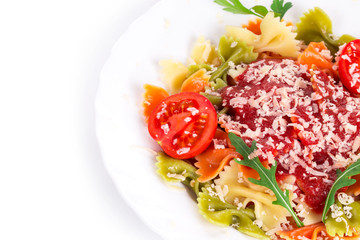 Pasta with tomato sauce.