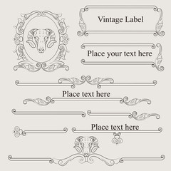 Set of vector ornaments with a ram's head