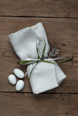 Wedding favor on old wooden table