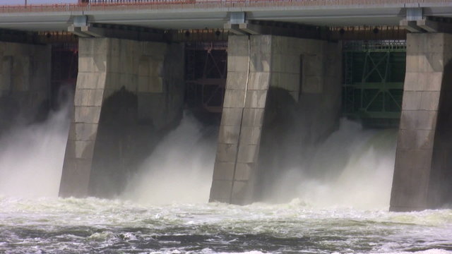 The falling water of hydroelectric power station