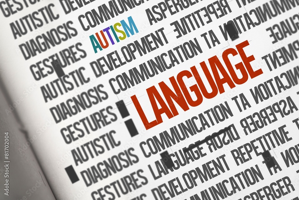 Poster language against open book